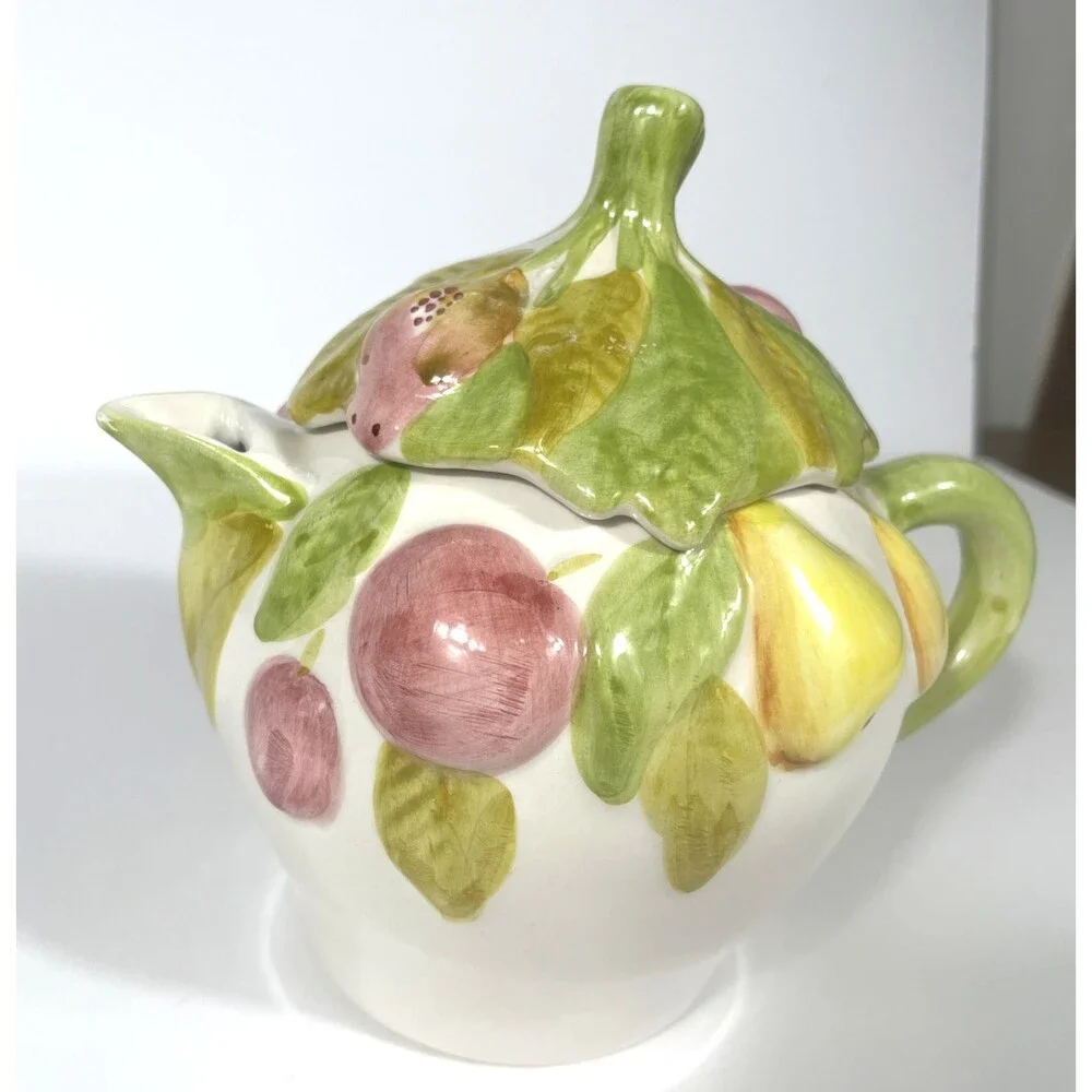 Andrea by Sadek Jay Willfred Fruit Teapot  9 in Made in Portugal Ceramic Vintage